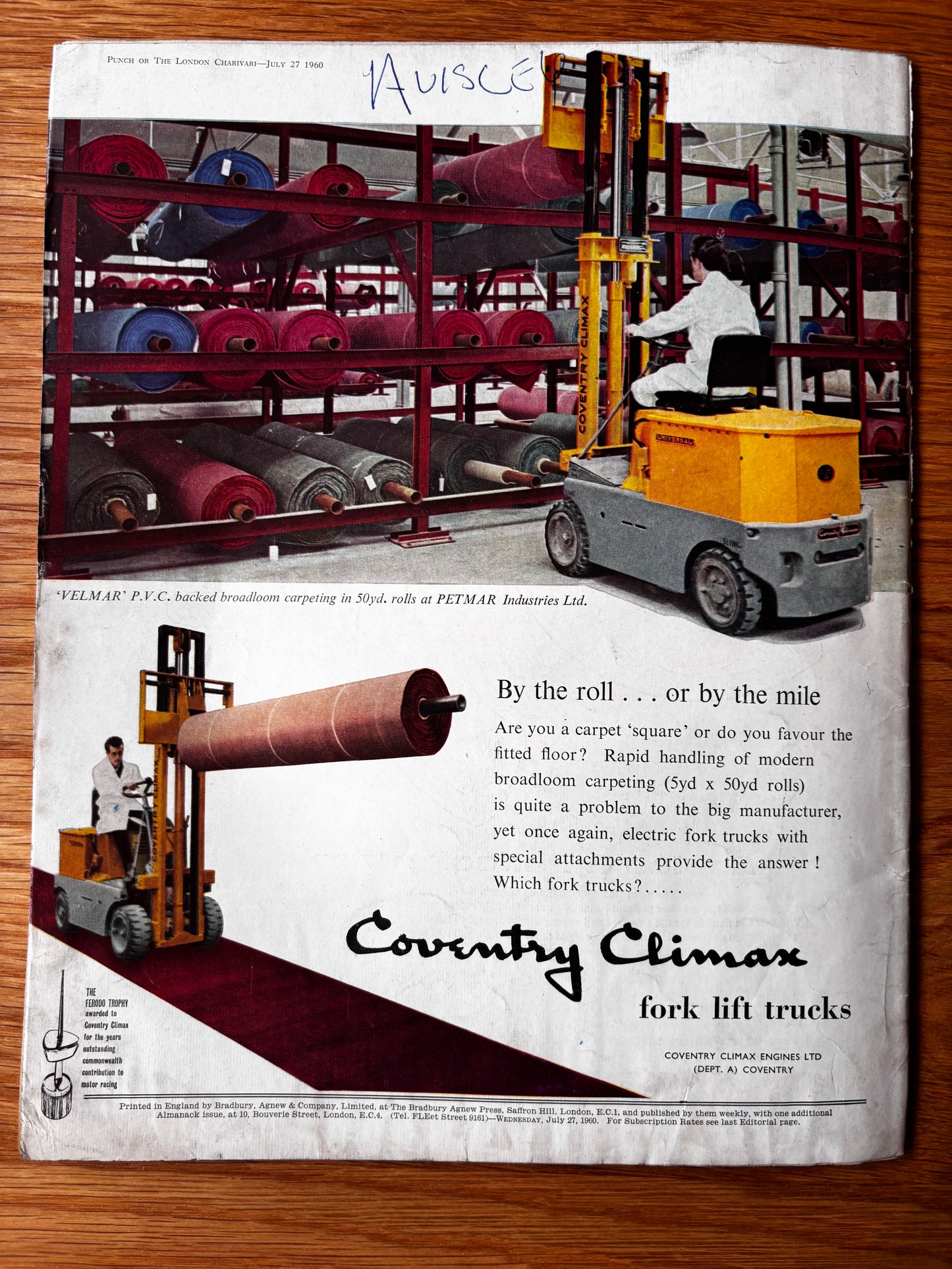 Leslie Wood PUNCH MAGAZINE July 27, 1960 VINTAGE CARS Guinness Advert