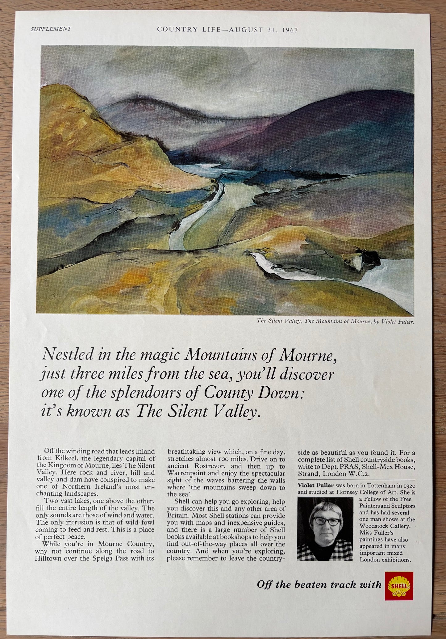 Violet Fuller MOUNTAINS OF MORNE Aug 1967 SHELL ADVERT Off The Beaten Track  County Down