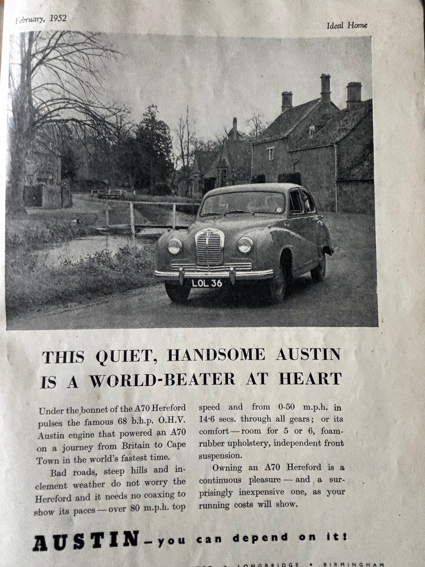 1950’s IDEAL HOME Magazine February 1952 Illustrated ADVERTS