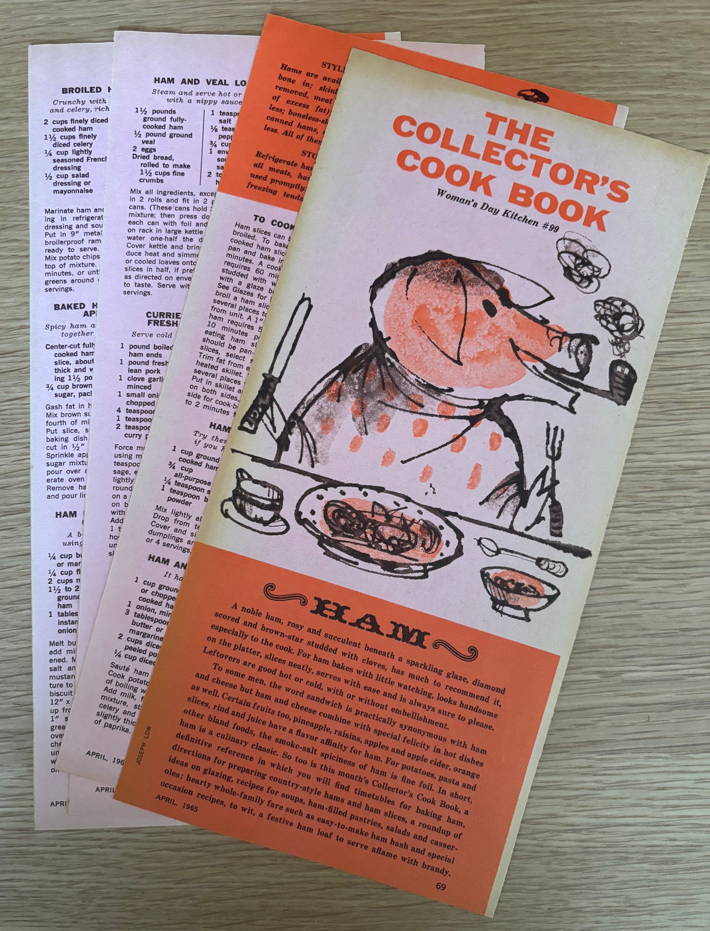 Joseph Low HAM Recipes Leaflet Supplement WOMAN’S DAY April 1965