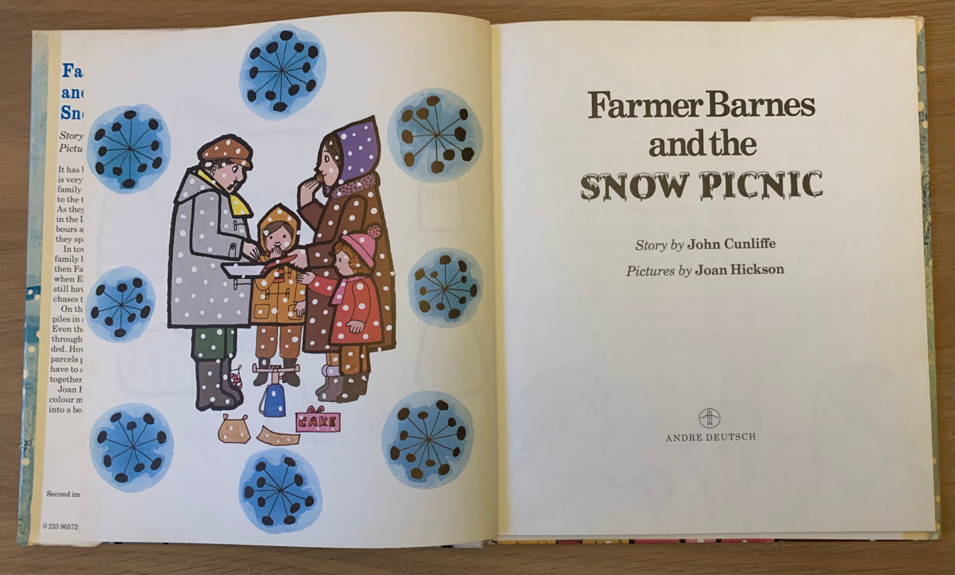 Joan Hickson FARMER BARNES AND THE SNOW PICNIC 1978 DJ John Cunliffe Andre Deutsch - transpontinebooks