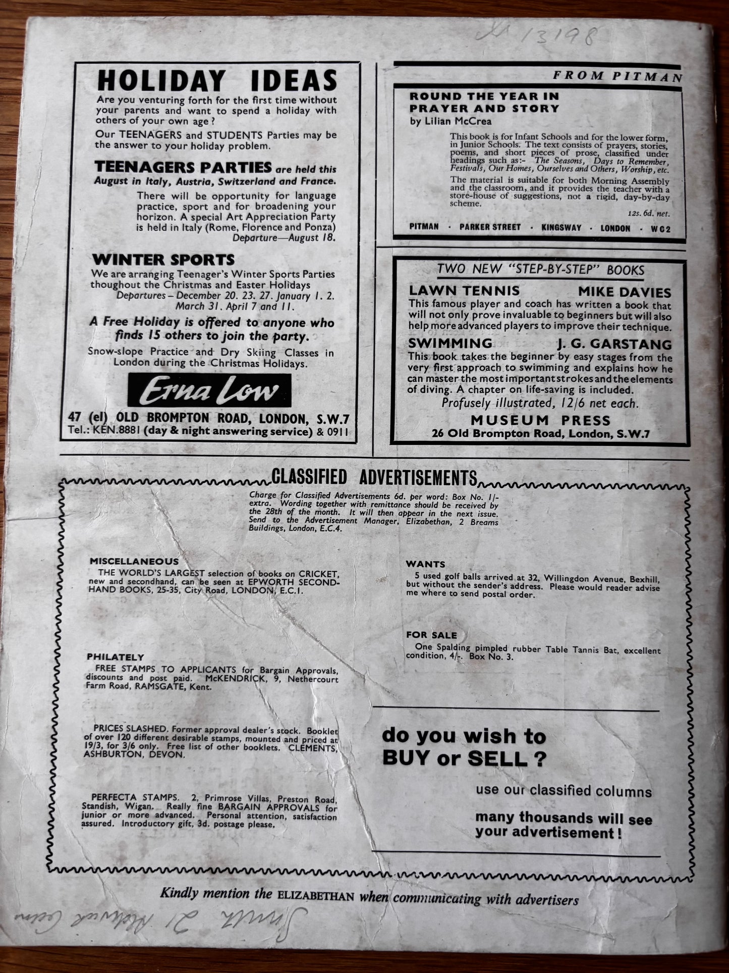 1960's Bill Burnard ELIZABETHAN MAGAZINE July 1962 Adam Rowntree Chichester