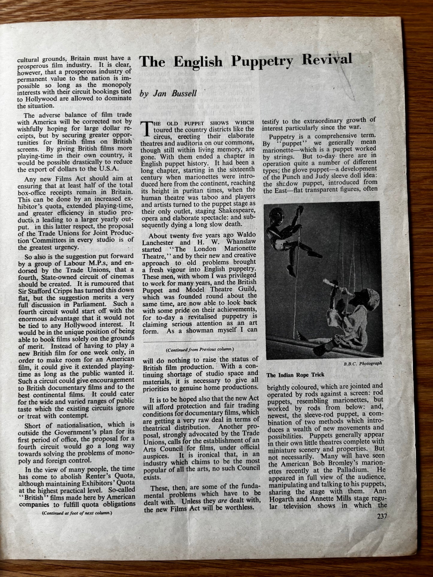 Diana John OUR TIME Magazine June 1947 PUPPETRY Modern Czech Painting