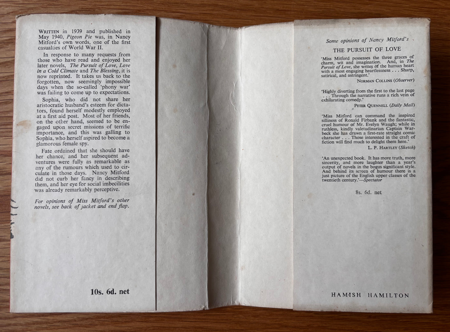 Nancy Mitford PIGEON PIE 1952 DJ 2nd Ed Roy Sanford Hamish Hamilton
