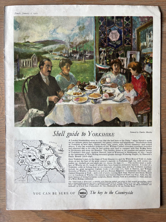 Vintage Charles Mozley SHELL GUIDE ADVERT TO YORKSHIRE 1960