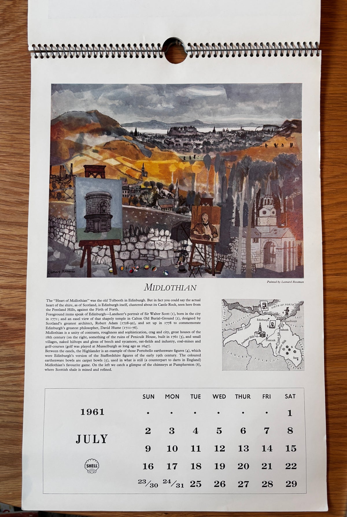 Kenneth Rowntree SHELL CALENDAR 1961 S R Badmin John O’Connor Illustrated ART
