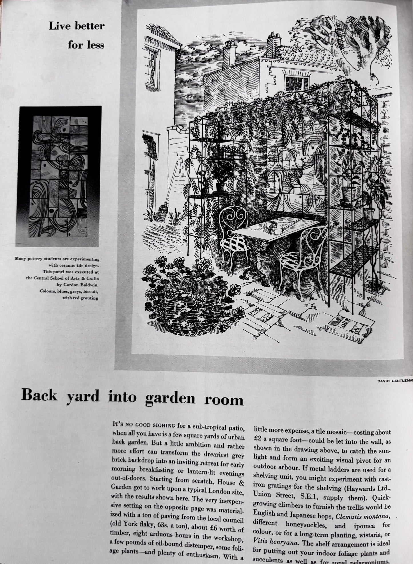 Elizabeth David HOUSE AND GARDEN Magazine MAY 1956 Fabric Design Cole Porter