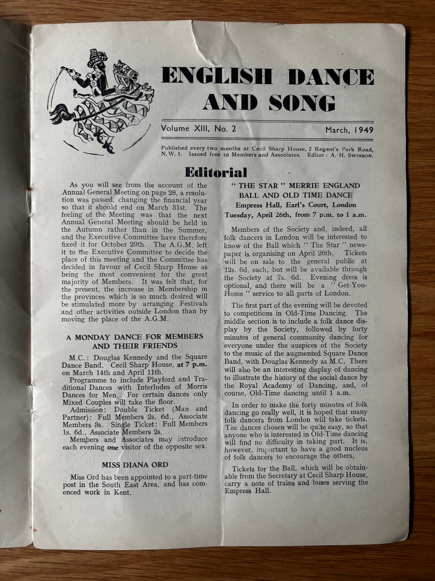 ENGLISH FOLK DANCE & SONG March 1949 Dancing Society MAGAZINE Hobby Horse