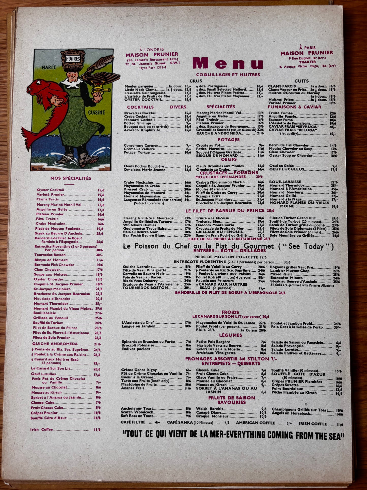LONDON A LA CARTE 1st Habitat Facsimile Menus Conran Design 1970’s Charles Campbell