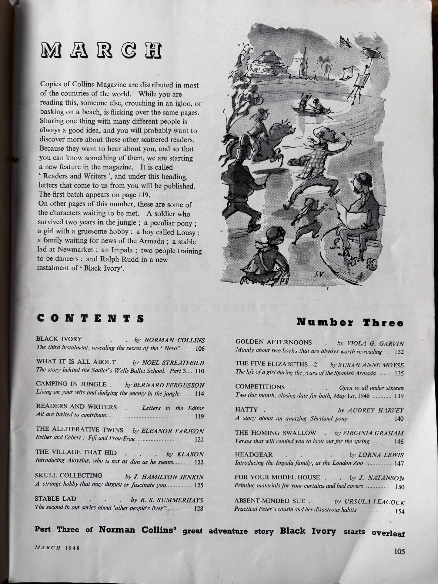 Susan Einzig COLLINS MAGAZINE March 1948 Noel Streatfeild Ballet Peggy Beetles