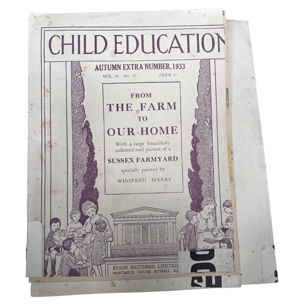 Winifred Marks LARGE SUSSEX FARMYARD POSTER 1933 Child Education School ART