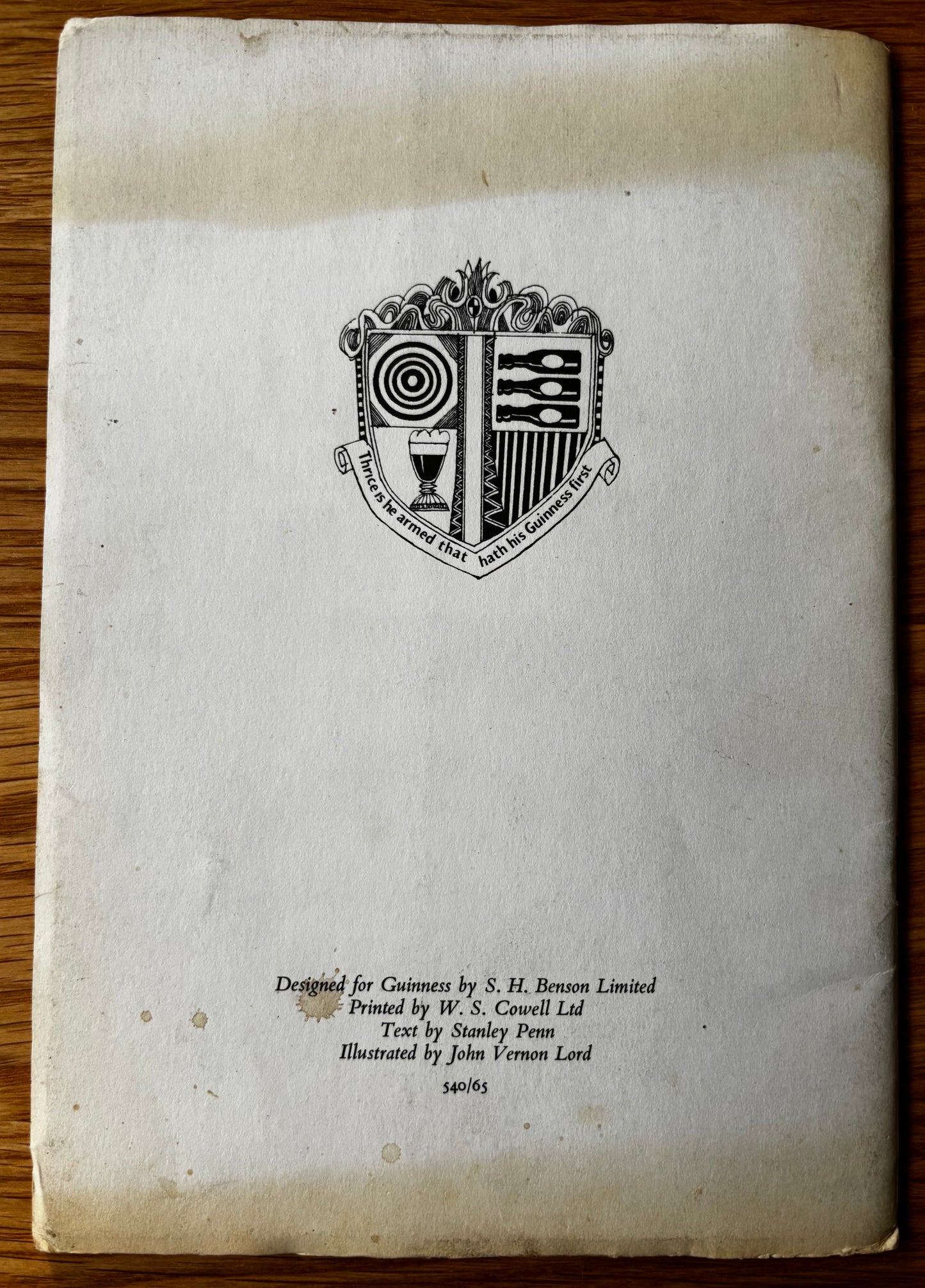 John Vernon Lord A VISIT TO BEDSYDE MANOR GUINNESS 1965 ILLUS BOOKLET