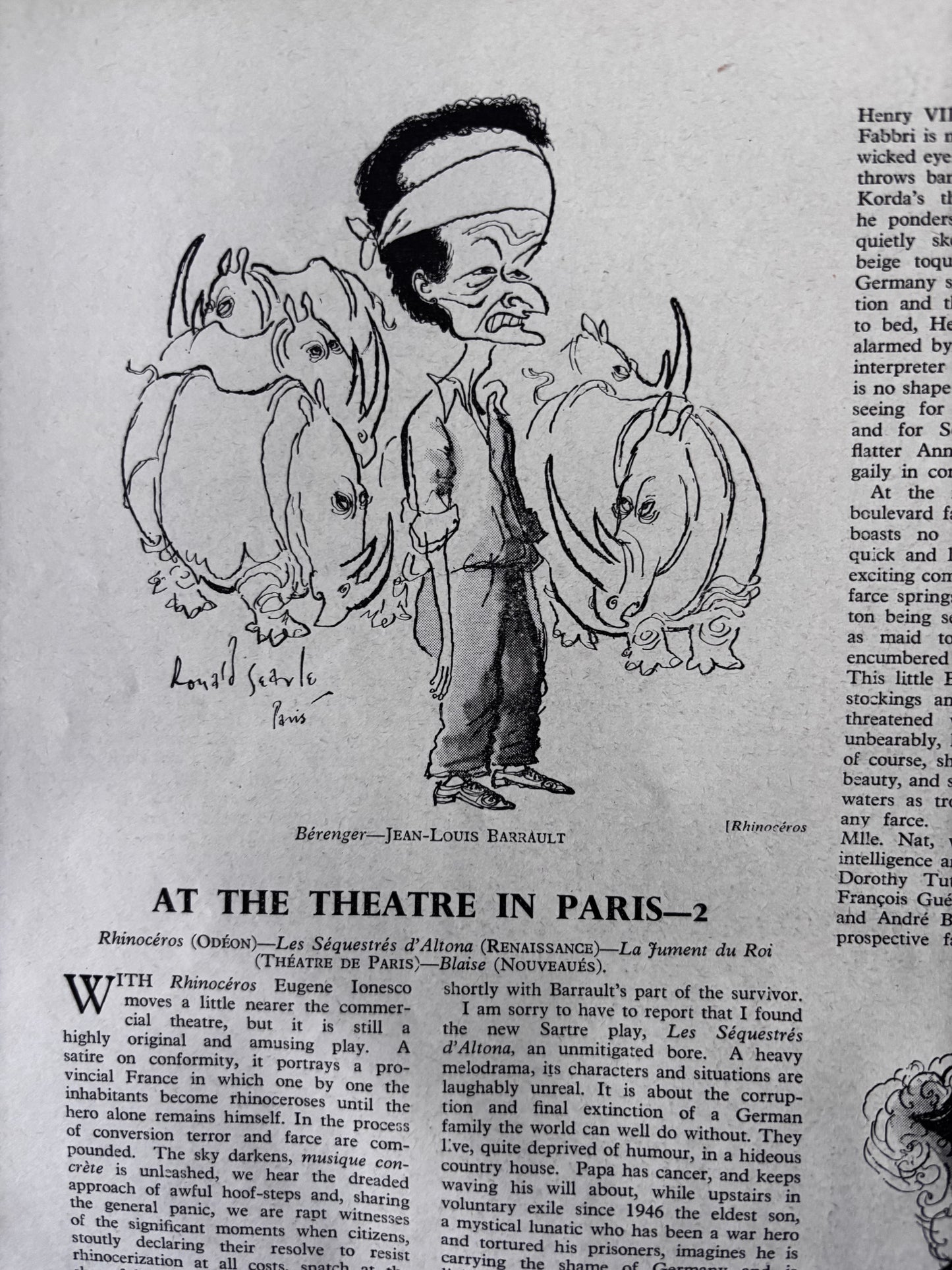 Leslie Wood PUNCH MAGAZINE April 20 1960 SHAKESPEARE RSC STRATFORD