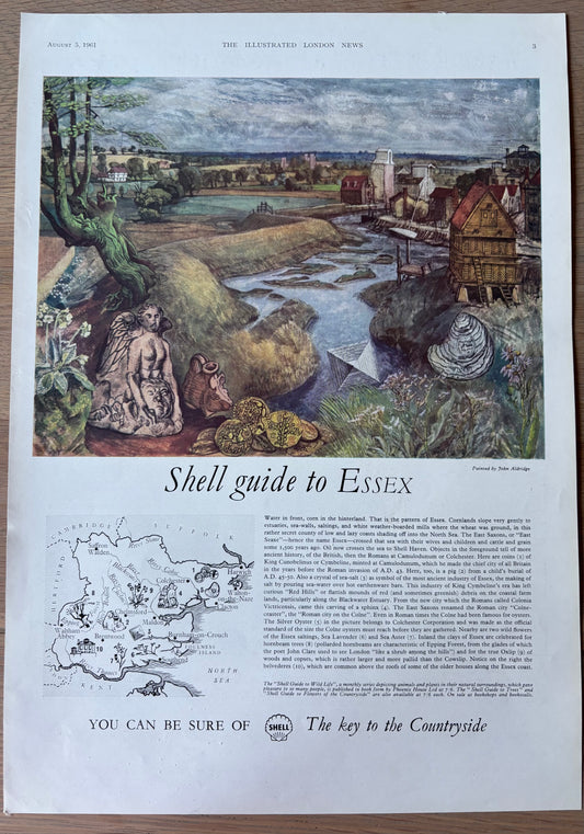 John Aldridge SHELL GUIDE TO ESSEX ADVERT Original Large Ad 1961