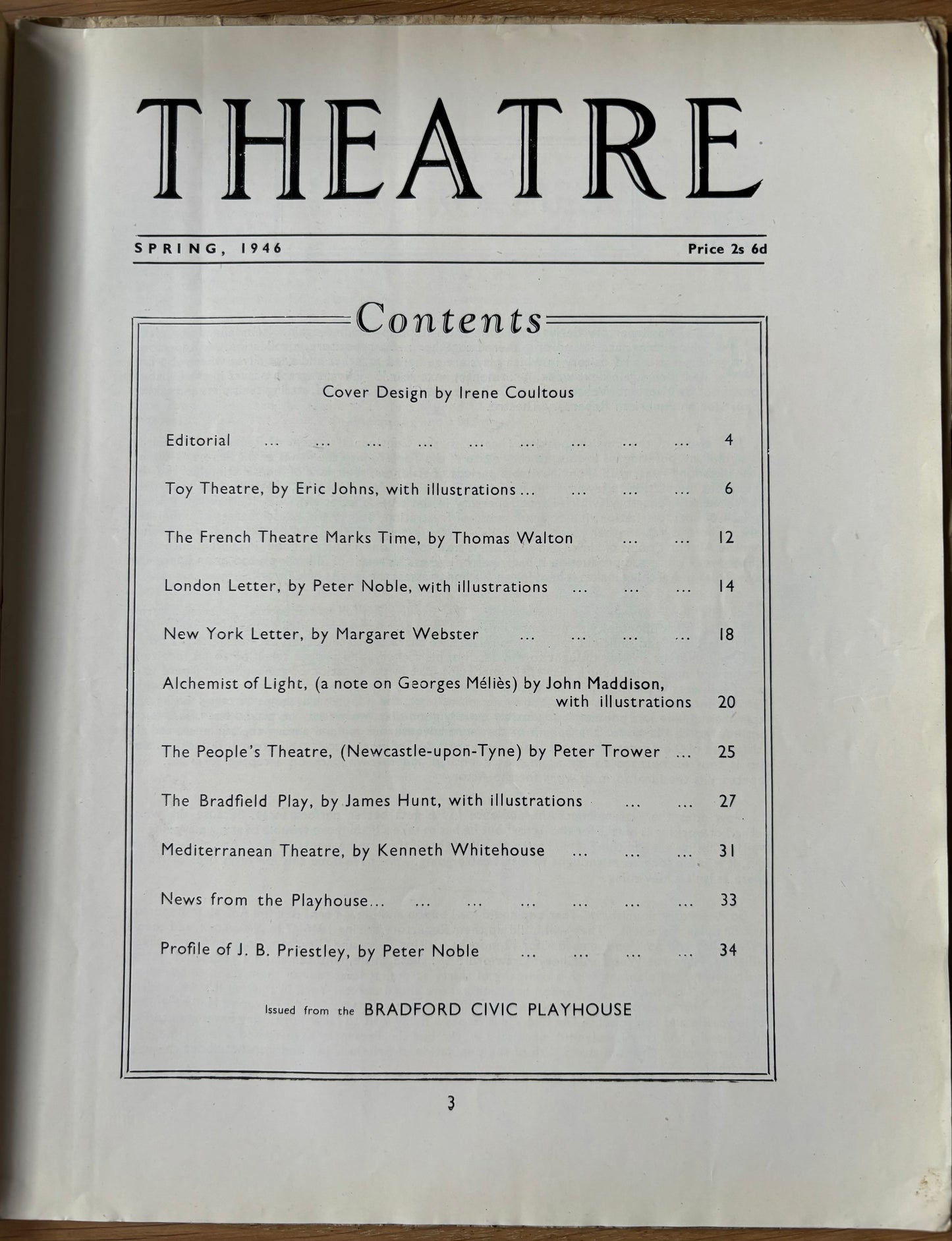 Irene Coultous THEATRE Magazine 1946 TOY THEATRE POLLOCK'S Bradford Civic Playhouse