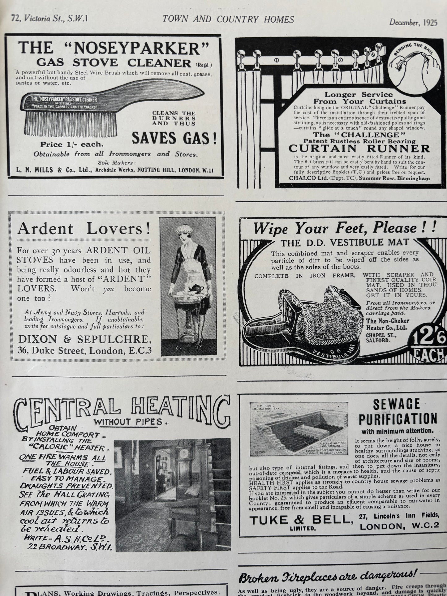 1920’s TOWN AND COUNTRY HOMES Magazine December 1925 Illustrated ADVERTS