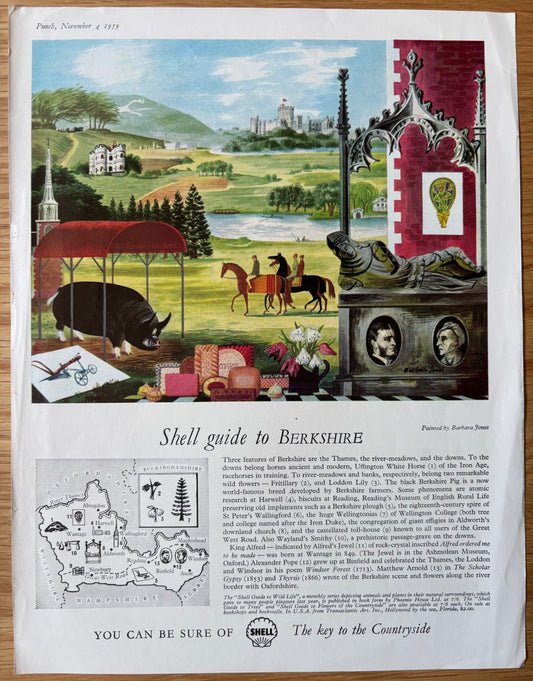 Barbara Jones 1950's SHELL GUIDE TO BERKSHIRE ADVERT Original Ad 1959