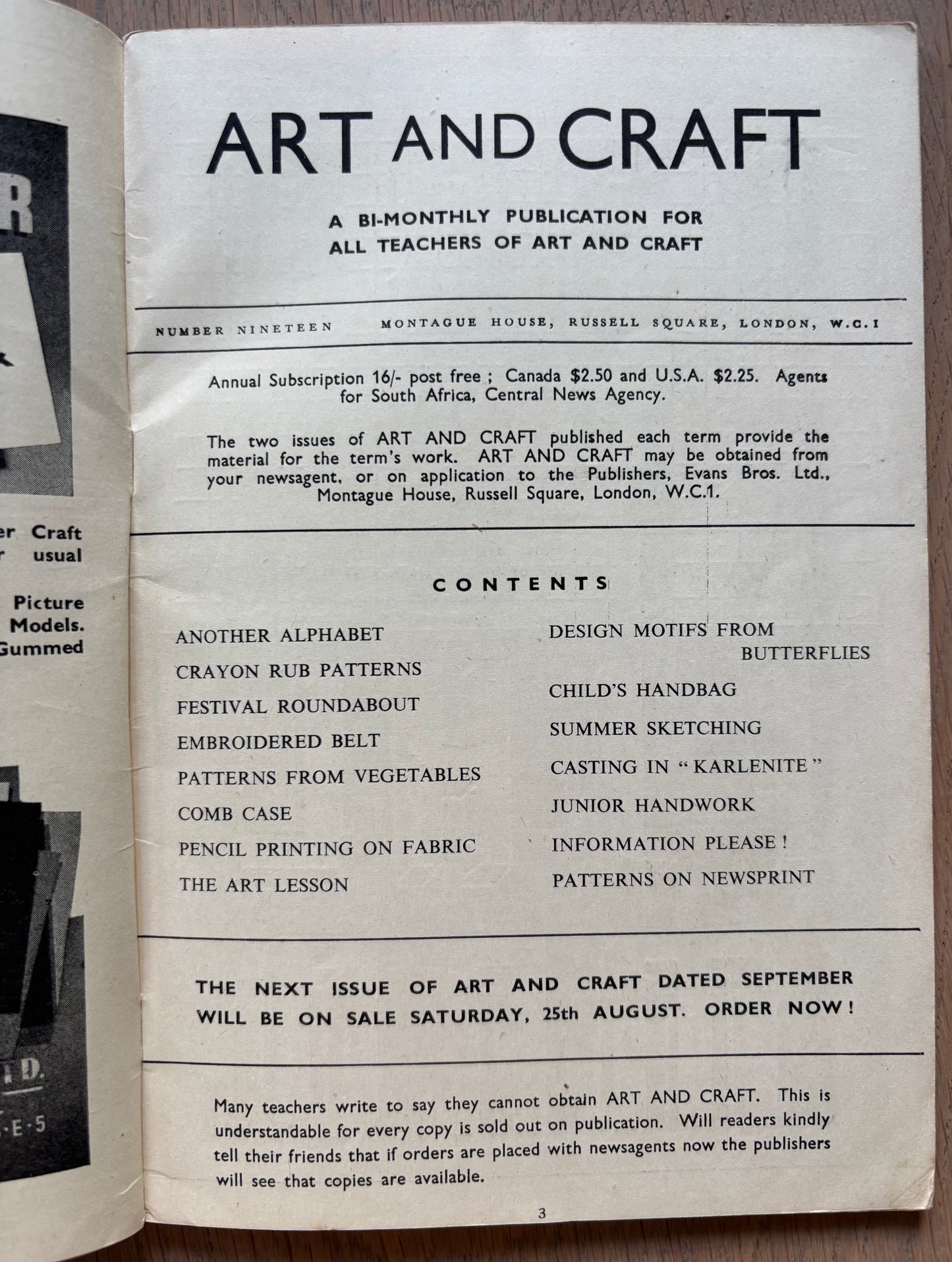1951 ART AND CRAFT FESTIVAL OF BRITAIN Roundabout MAGAZINE CHILD EDUCATION July