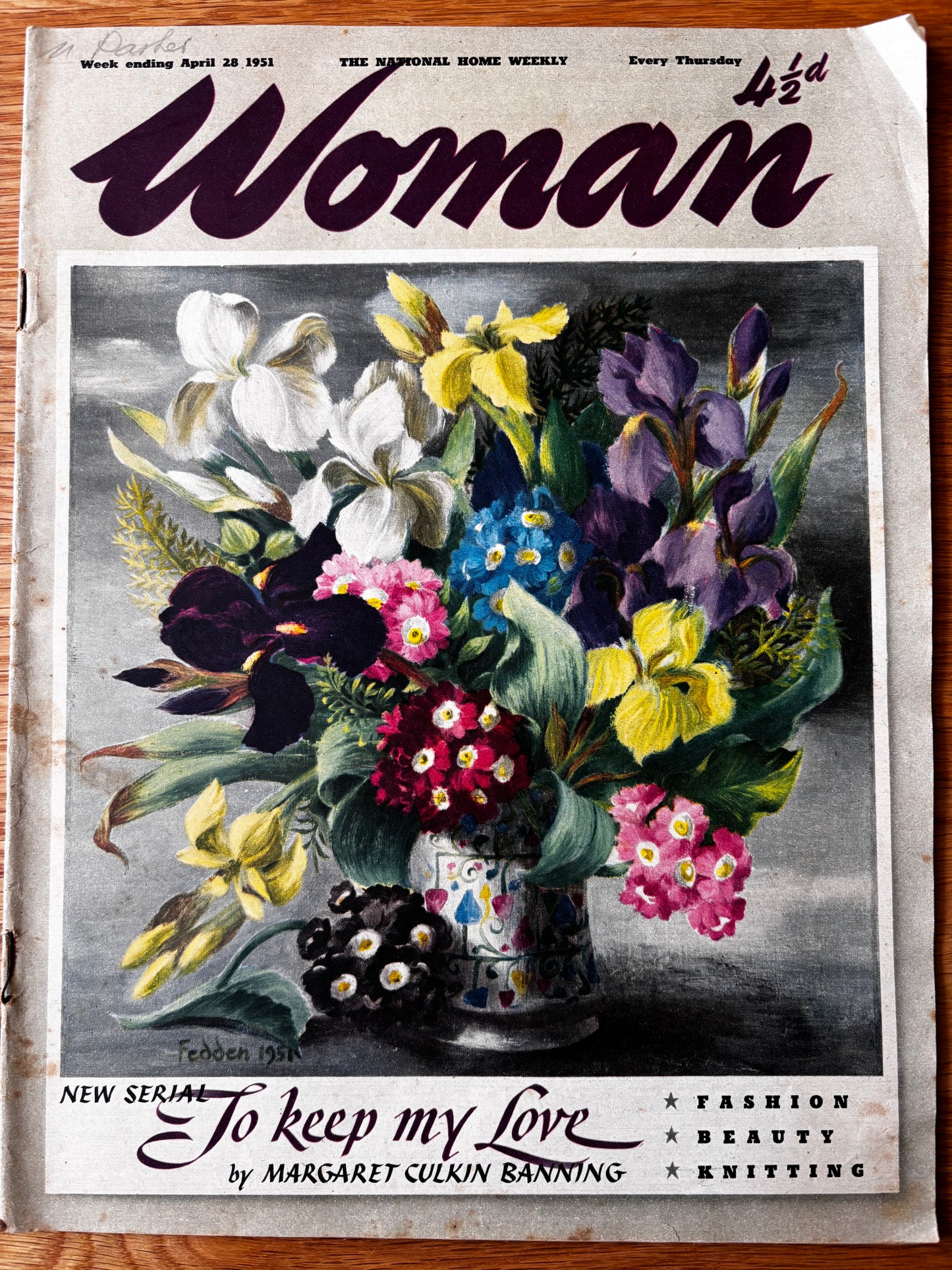 Mary Fedden WOMAN MAGAZINE April 28 1951 1950’s style VINTAGE ART