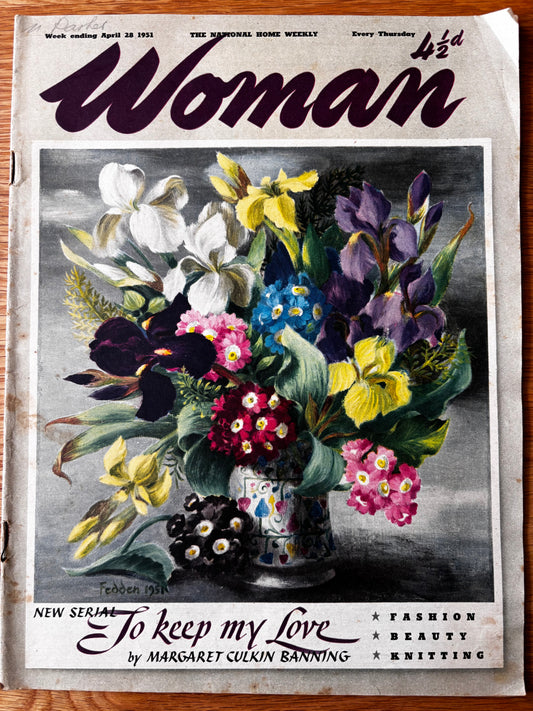 Mary Fedden WOMAN MAGAZINE April 28 1951 1950’s style VINTAGE ART