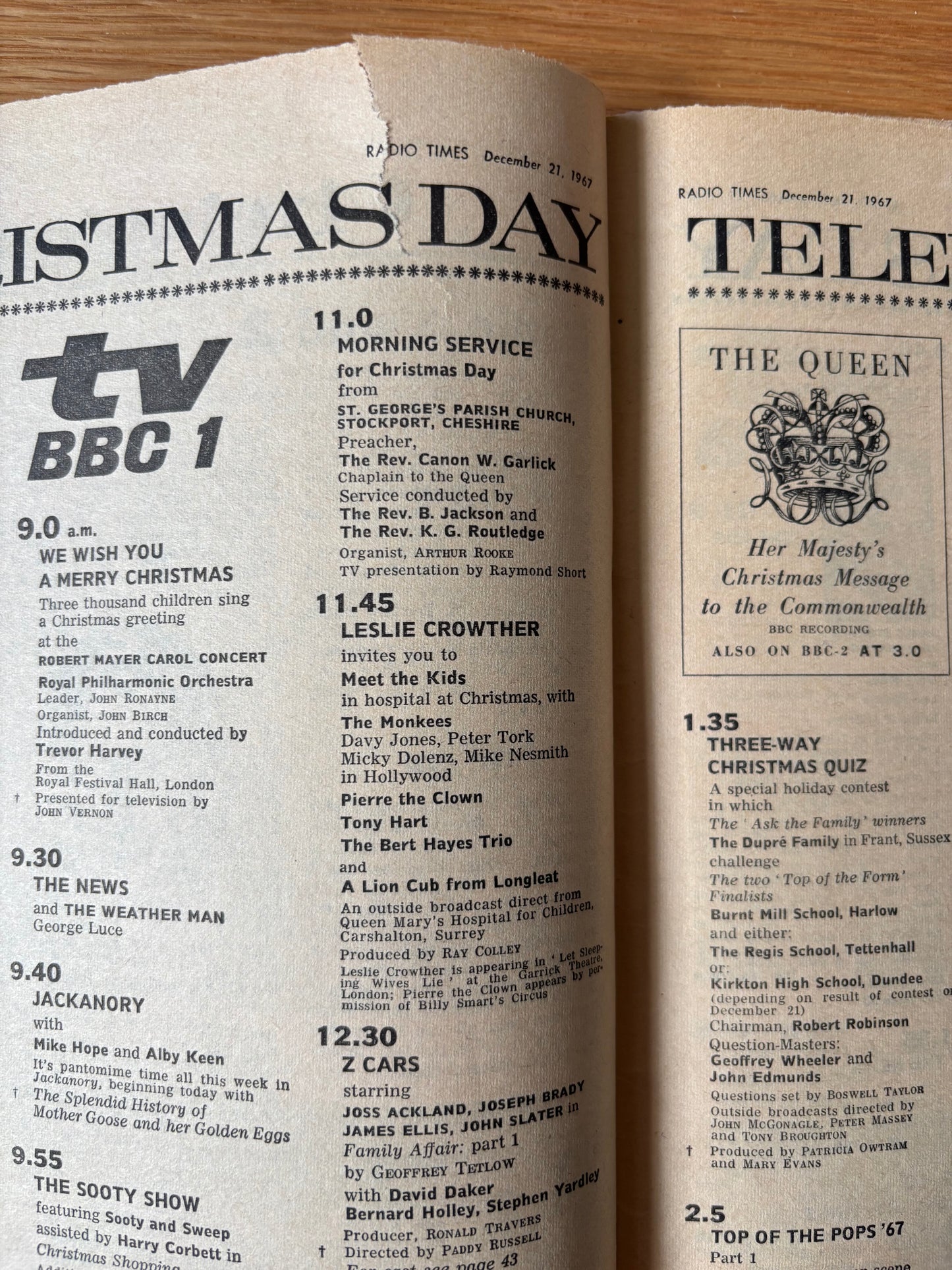 Barry Wilkinson CHRISTMAS RADIO TIMES BBC December 1967 Magazine