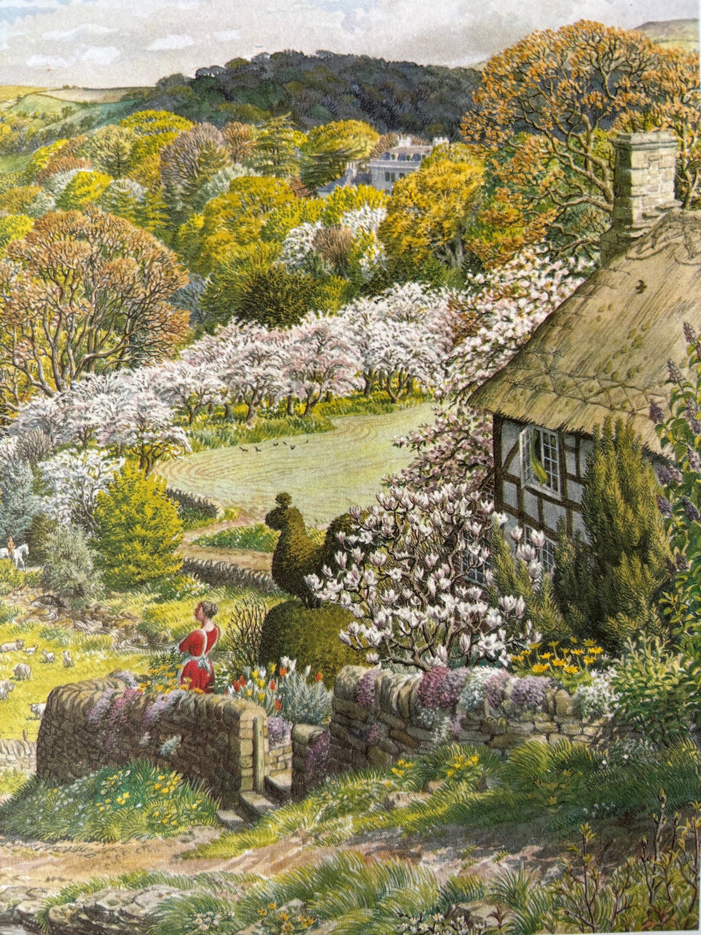 S R Badmin Signed APRIL 1965 Calendar Cotswold Escarpment ILLUSTRATION PRINT 1960’s