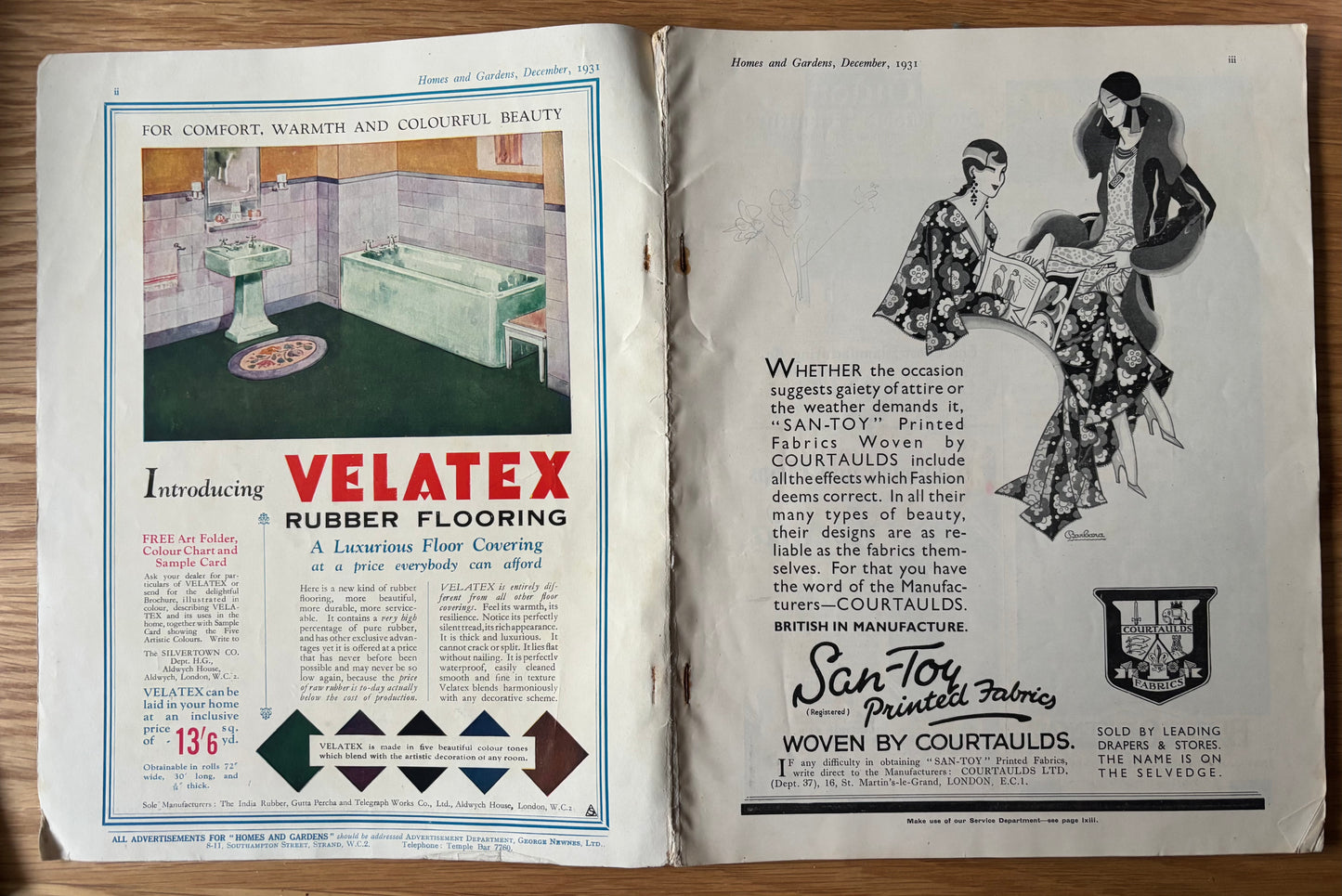 1930’s HOMES AND GARDENS Magazine December 1931 Illustrated ADVERTS