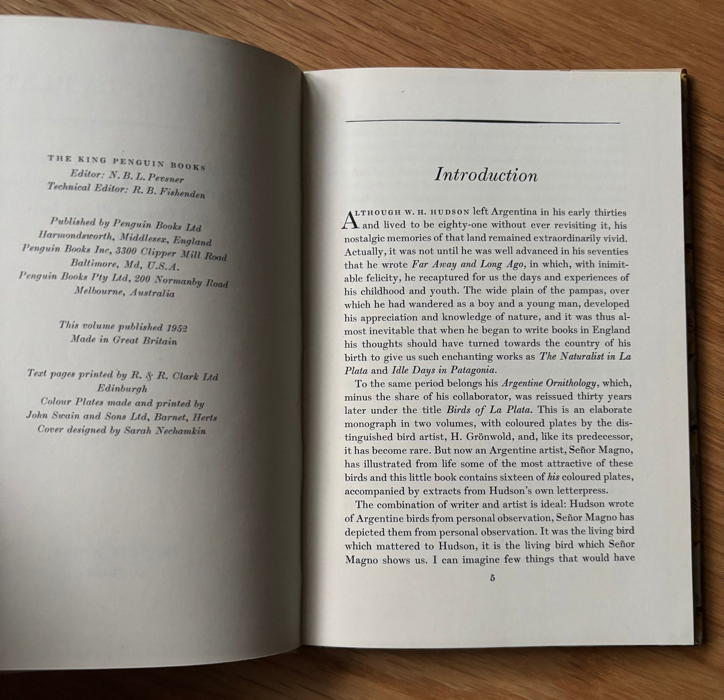 Sarah Nechamkin BIRDS OF LA PLATA King Penguin Book DJ 1952 W H Hudson