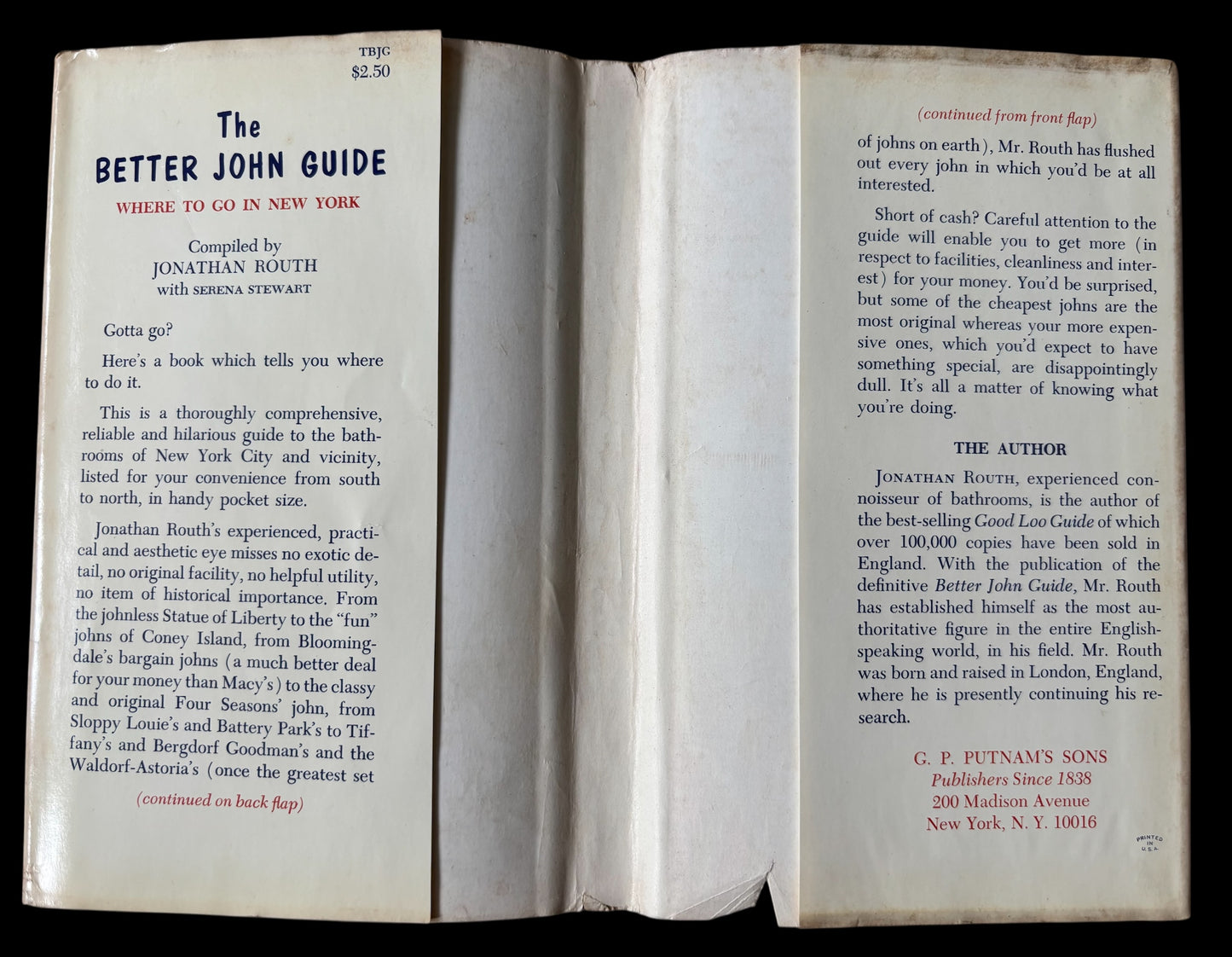 John Glashan THE BETTER JOHN GUIDE TO NEW YORK  1966 HB DJ Jonathan Routh