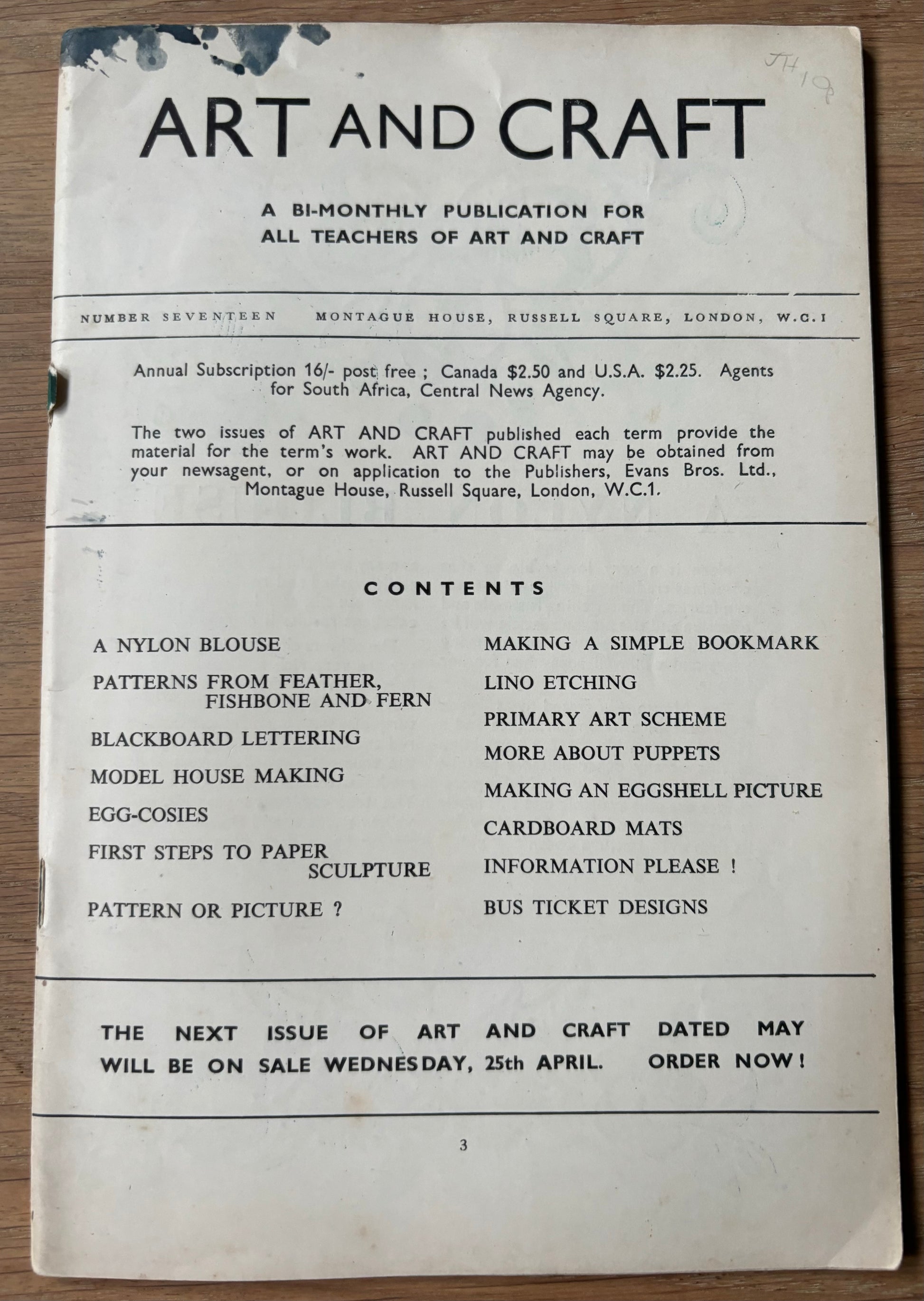 1951 ART AND CRAFT MAGAZINE Puppets CHILD EDUCATION March - transpontinebooks