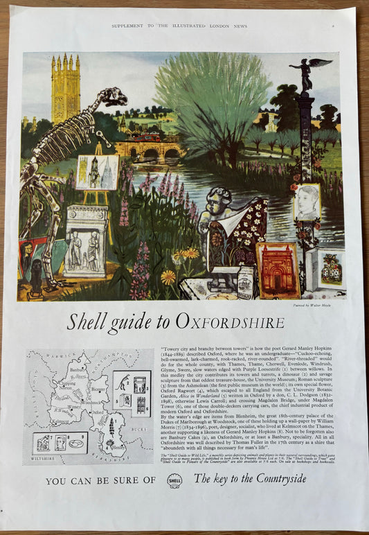 Walter Hoyle SHELL GUIDE ADVERT Oxford Oxfordshire 1962 - transpontinebooks