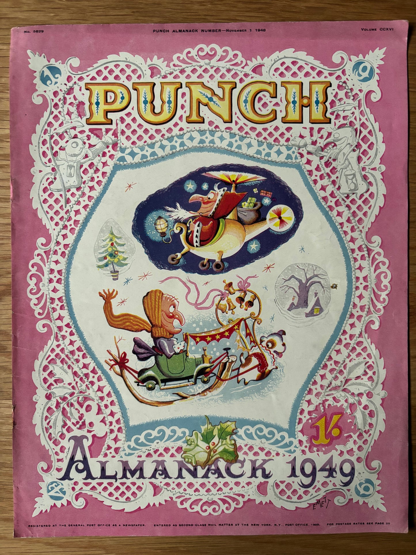 Rowland Emett PUNCH MAGAZINE COVER ONLY CHRISTMAS 1948