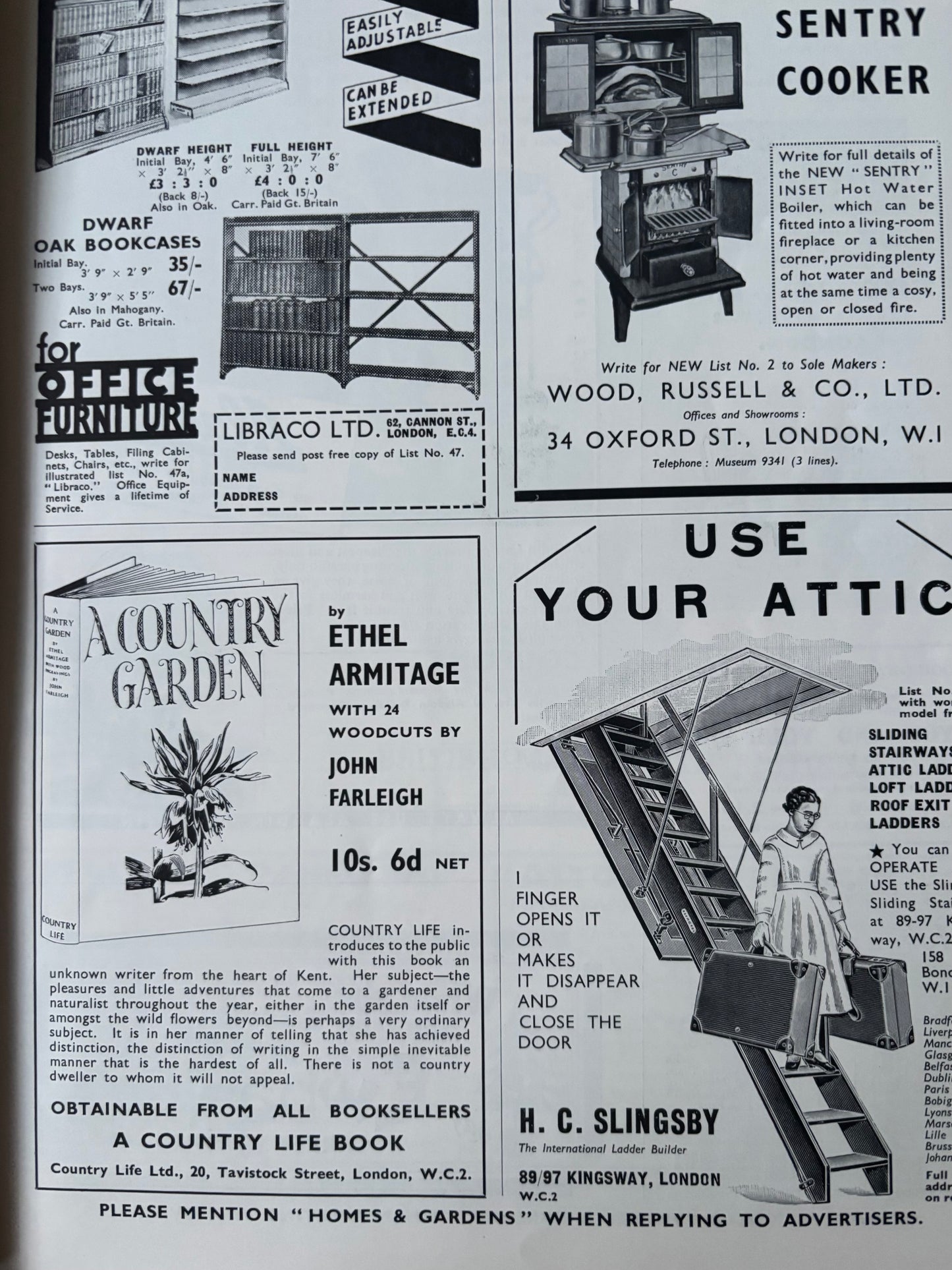 1930’s HOMES AND GARDENS Magazine December 1936 Illustrated ADVERTS