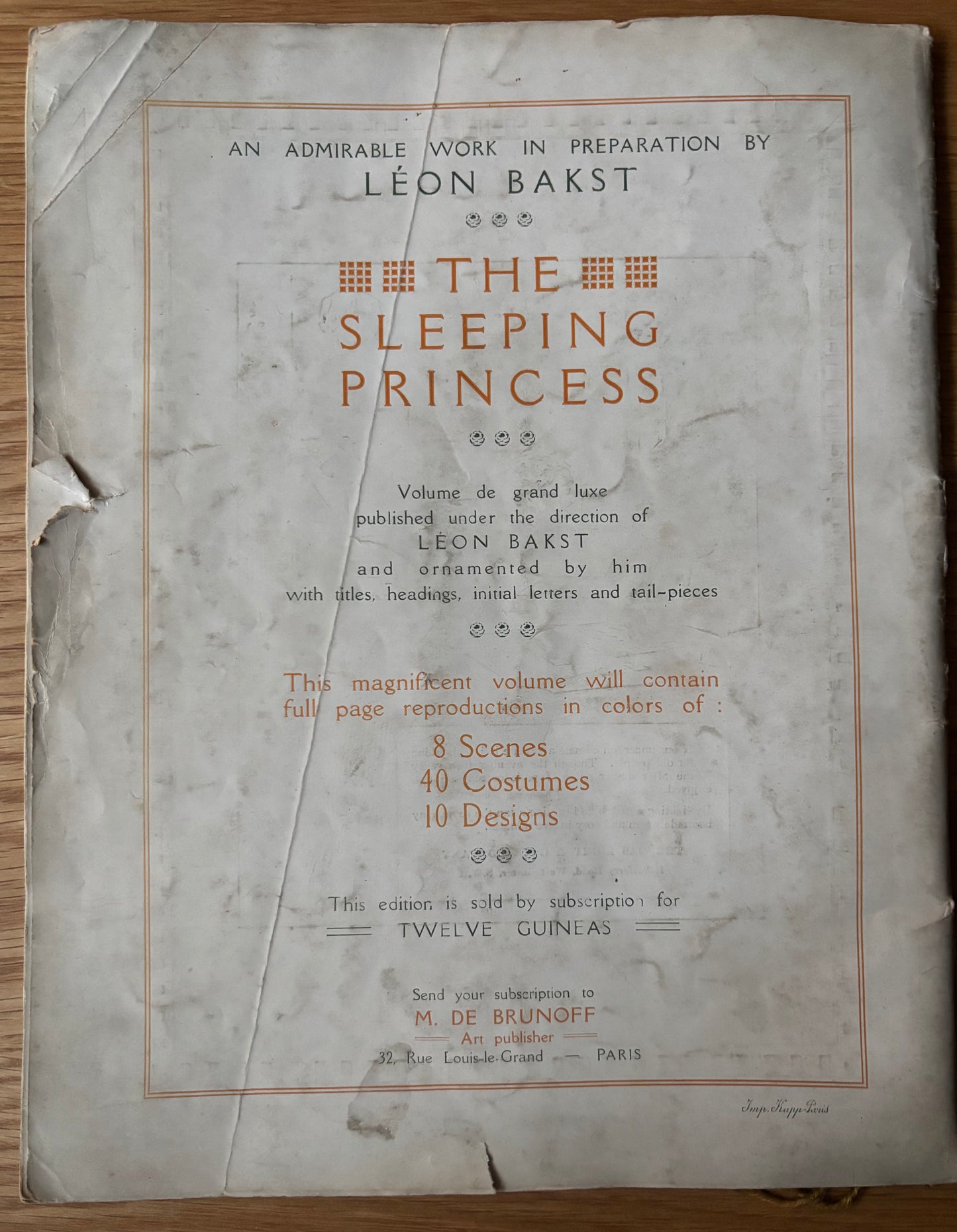 1920's LEON BAKST SLEEPING BEAUTY Ballet Programme 1921 ALHAMBRA THEATRE BEAUTY London