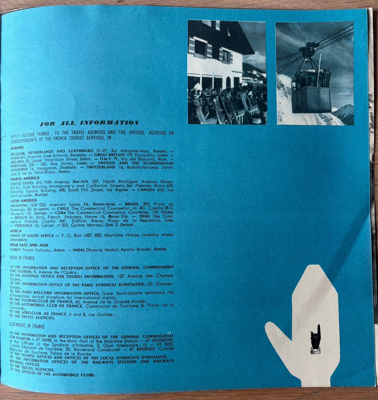 Vintage FRANCE WINTER SPORTS Map Booklet French Travel Office 1960 Jacques Dubois