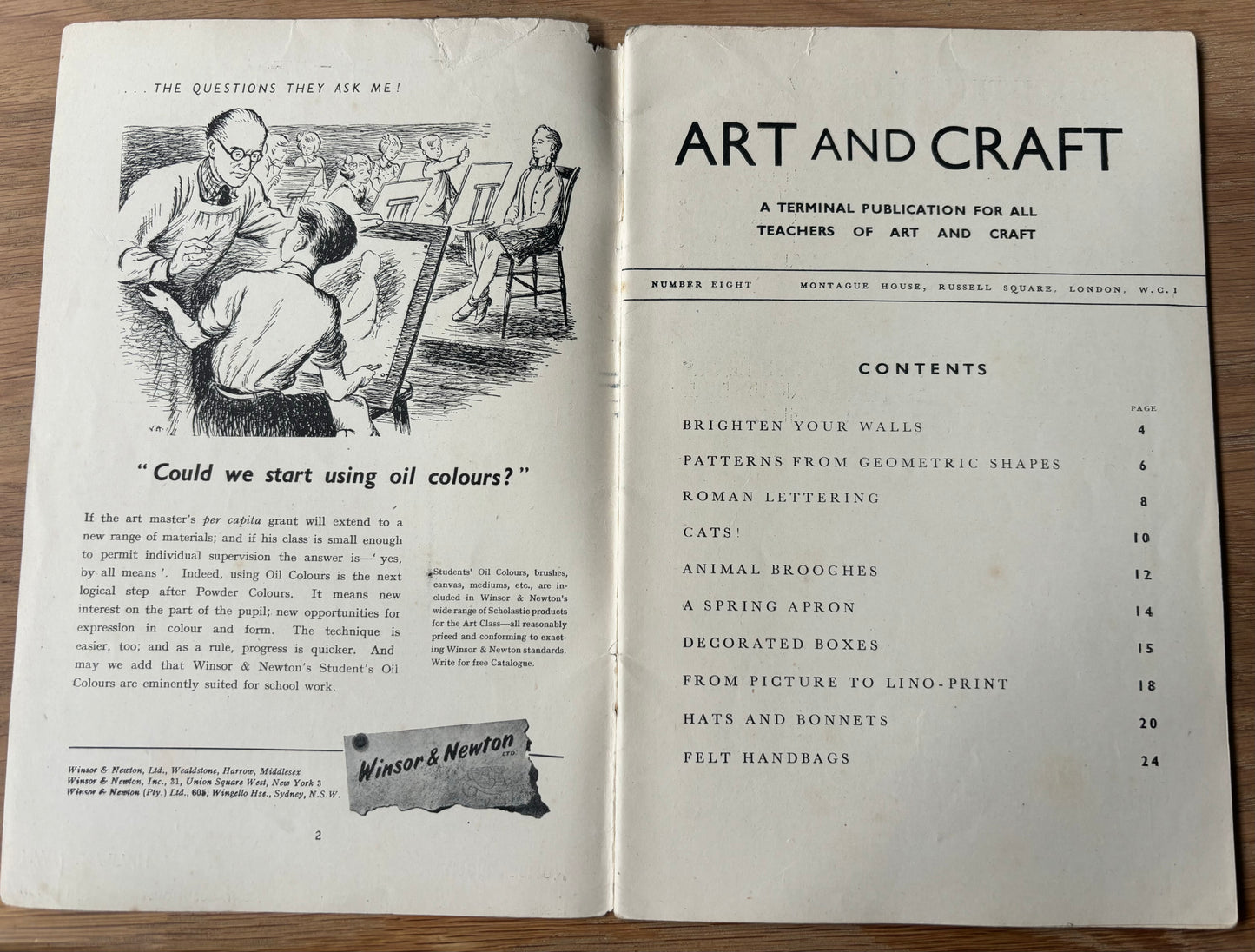 1950 ART AND CRAFT MAGAZINE Lettering CHILD EDUCATION Decorated Boxes - transpontinebooks