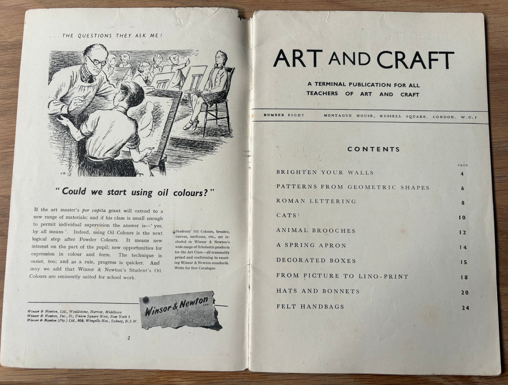 1950 ART AND CRAFT MAGAZINE Lettering CHILD EDUCATION Decorated Boxes - transpontinebooks