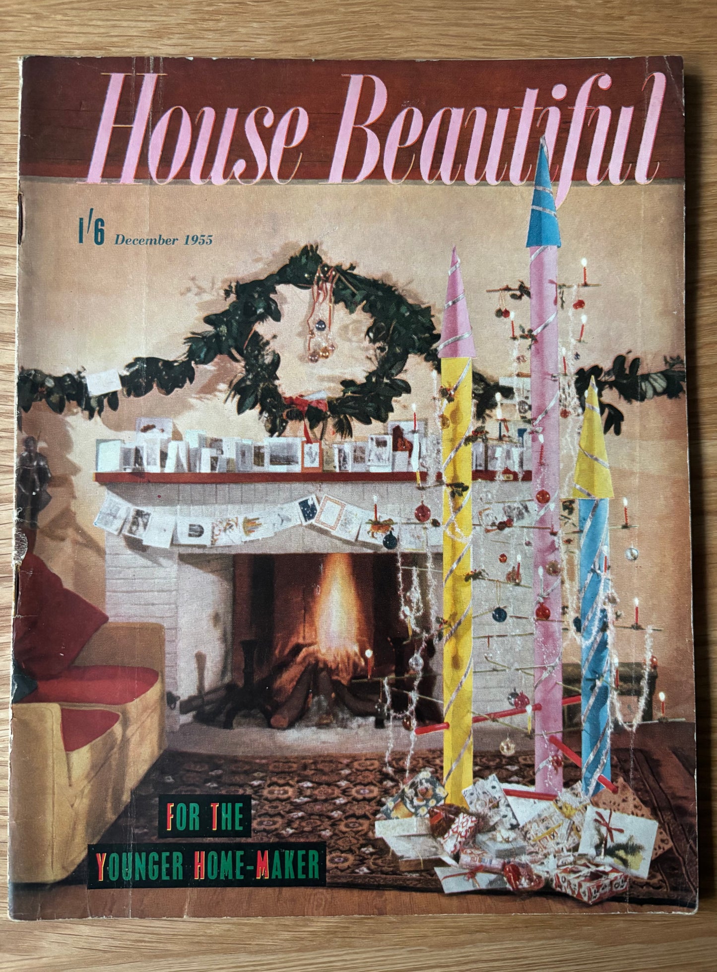 HOUSE BEAUTIFUL Magazine Christmas December 1955 ILLUSTRATED