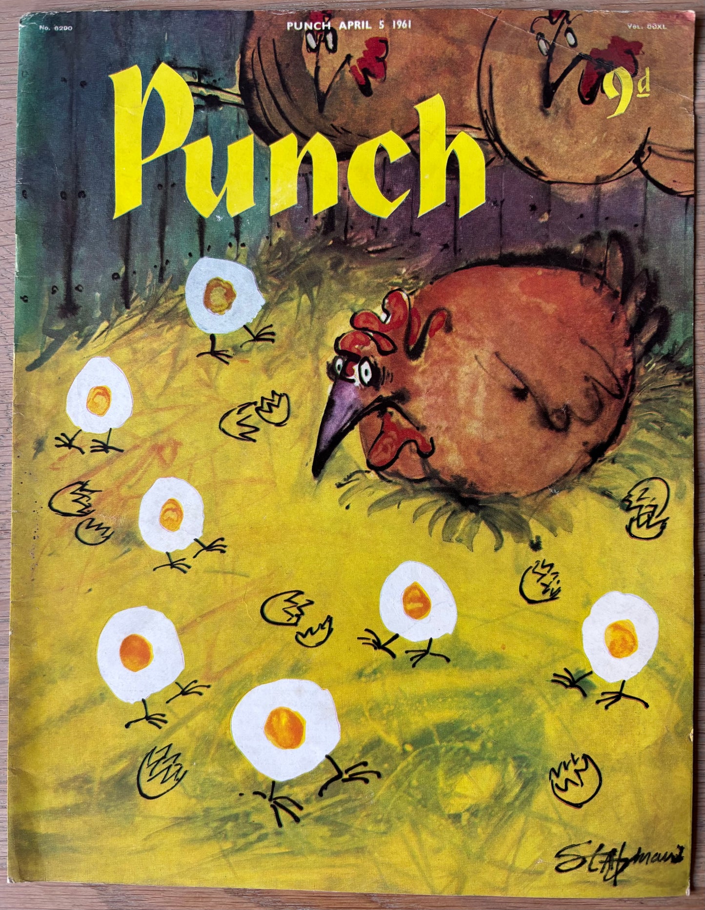 Ralph Steadman PUNCH MAGAZINE COVER ONLY April 1961 Easter HEN Eggs