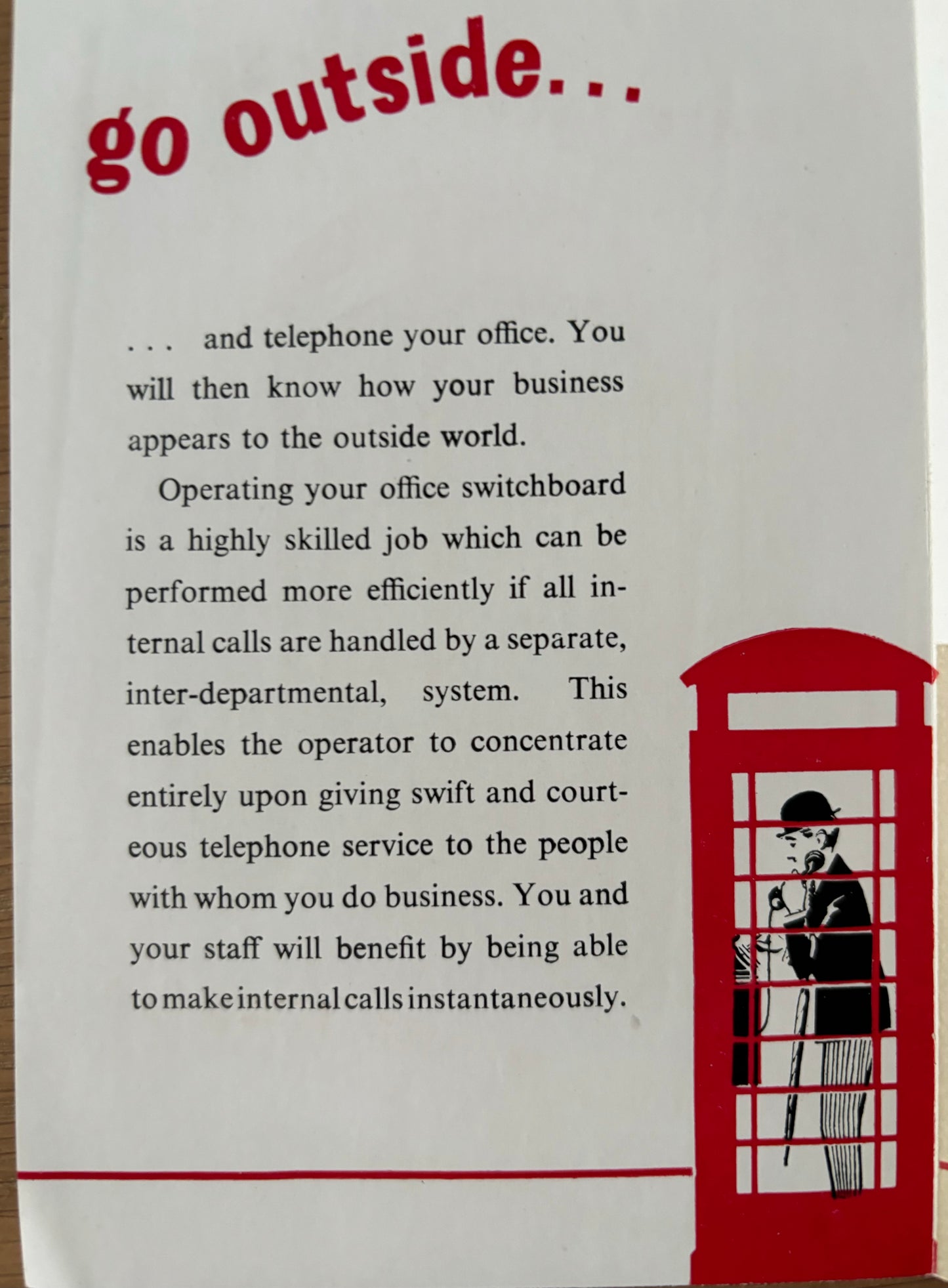 1950’s AUTOMATIC TELEPHONE BOOTH BOWLER HAT Leaflet
