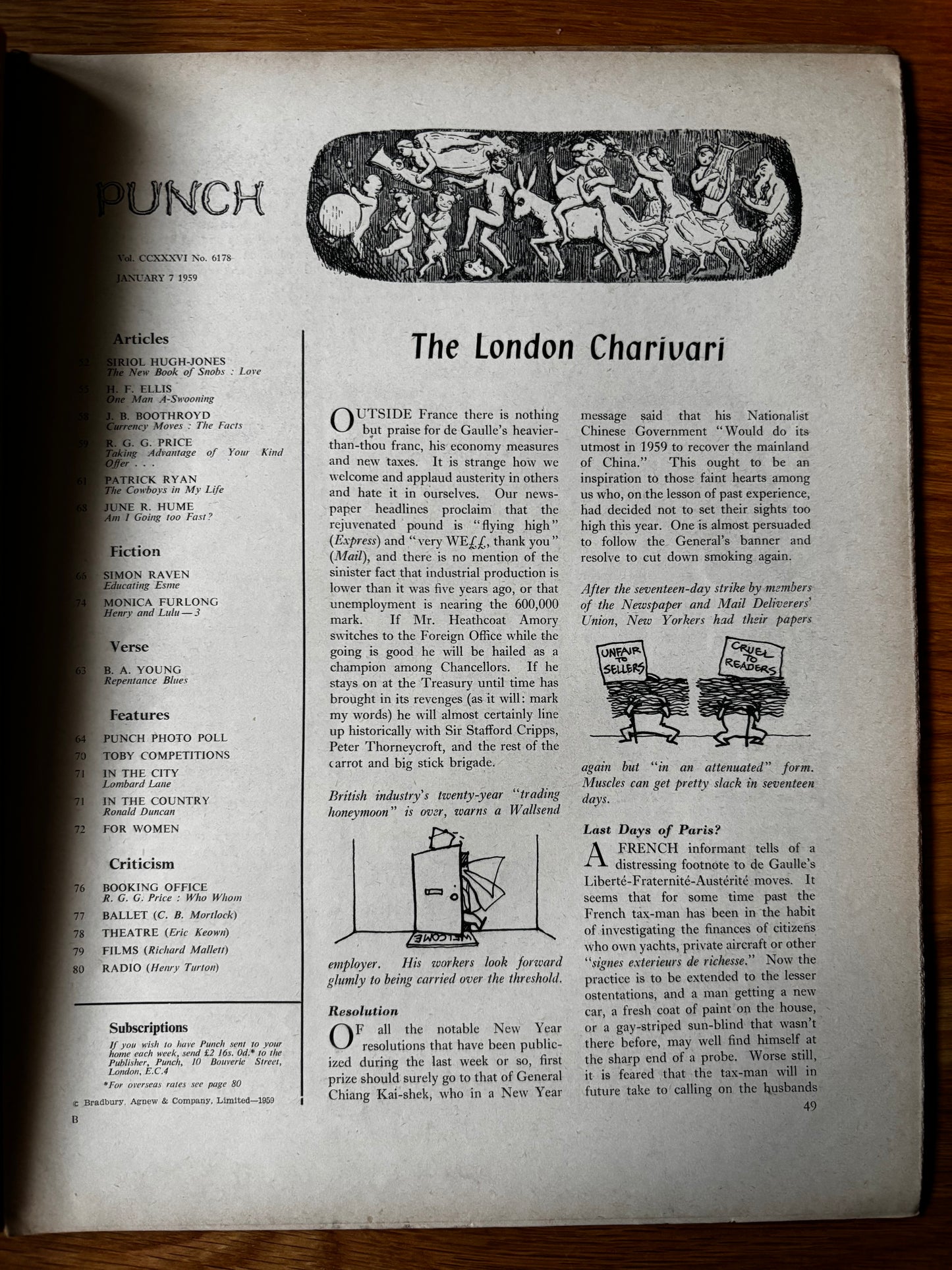 Sprod PUNCH MAGAZINE January 7 1959 AFTER THE PARTY Kenneth Rowntree