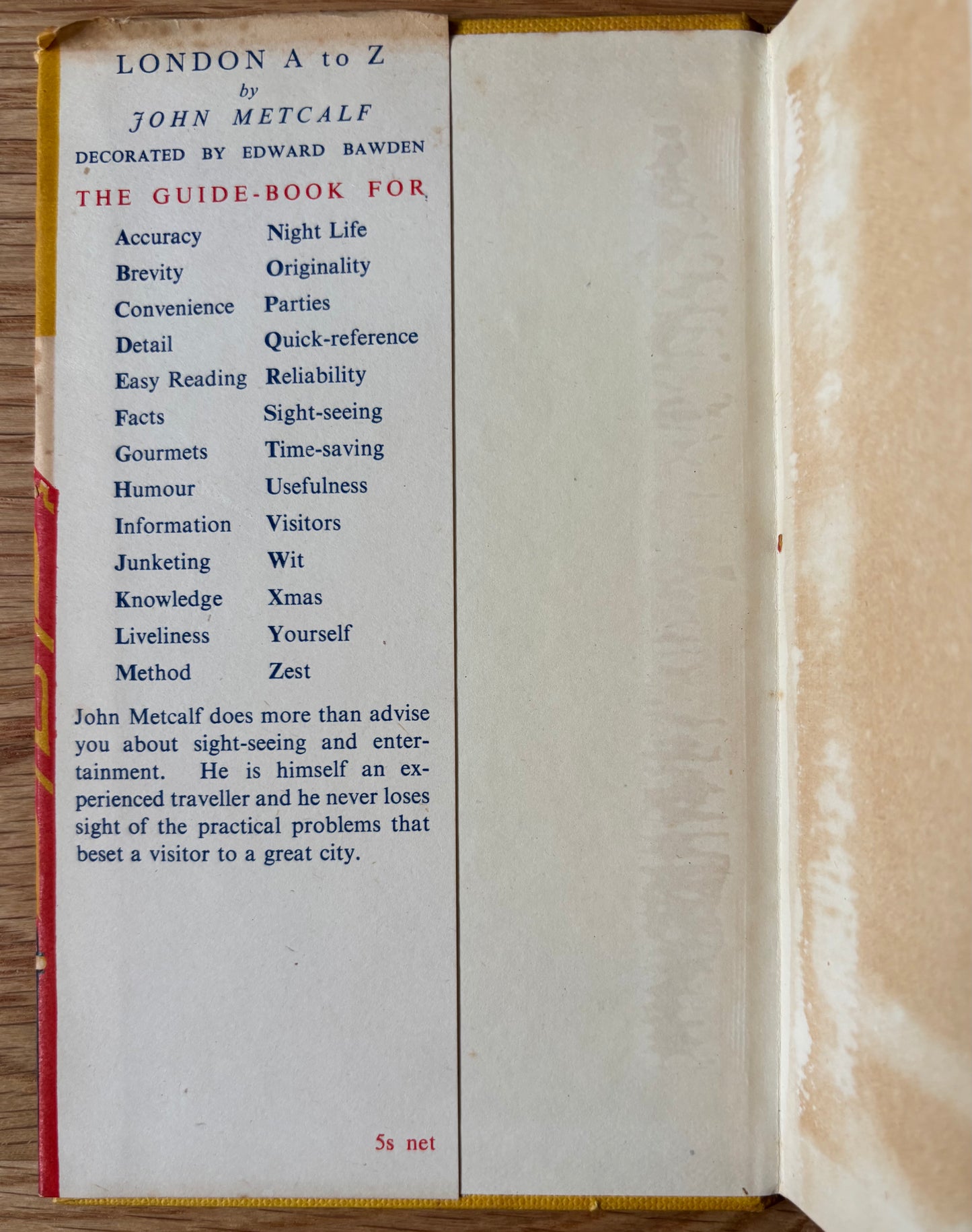 Scarce Edward Bawden LONDON A to Z 1953 HB 1st DJ Metcalf Andre Deutsch ILLUSTRATED Travel
