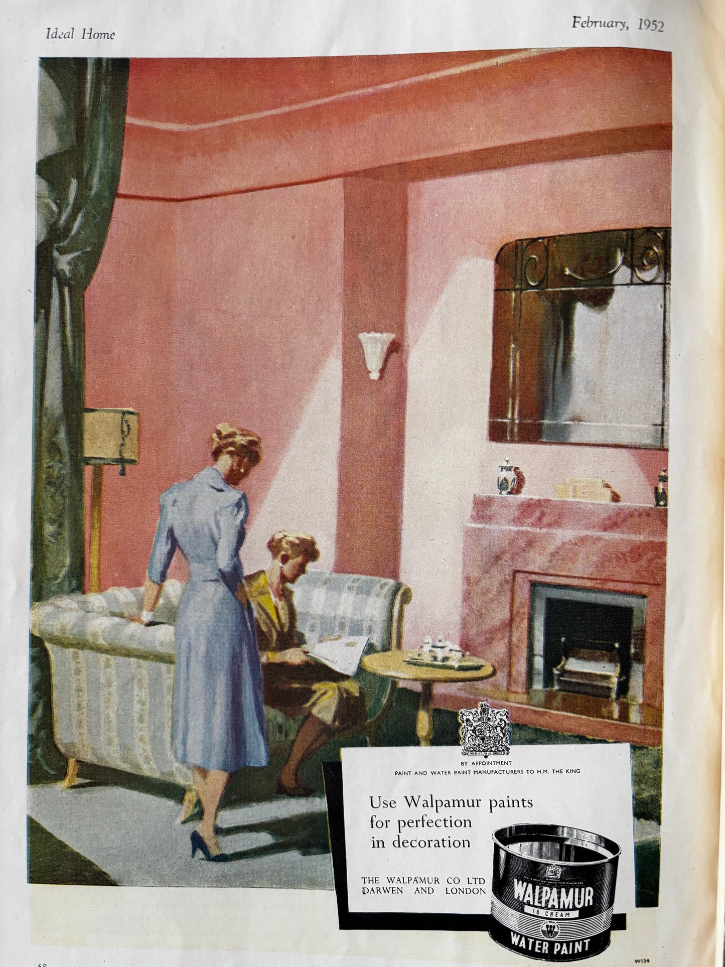 1950’s IDEAL HOME Magazine February 1952 Illustrated ADVERTS