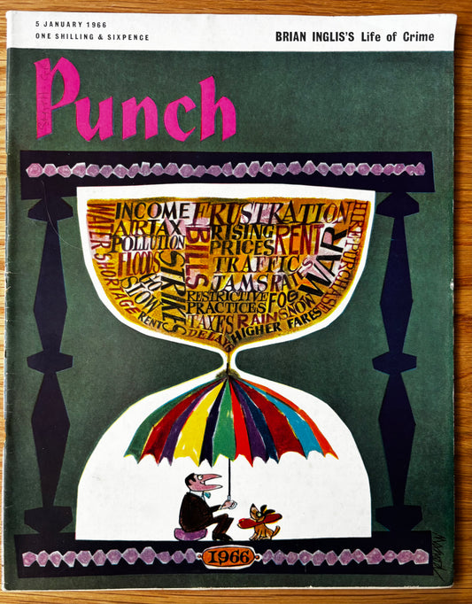 PUNCH MAGAZINE January 5 1966 HOURGLASS SAND CLOCK