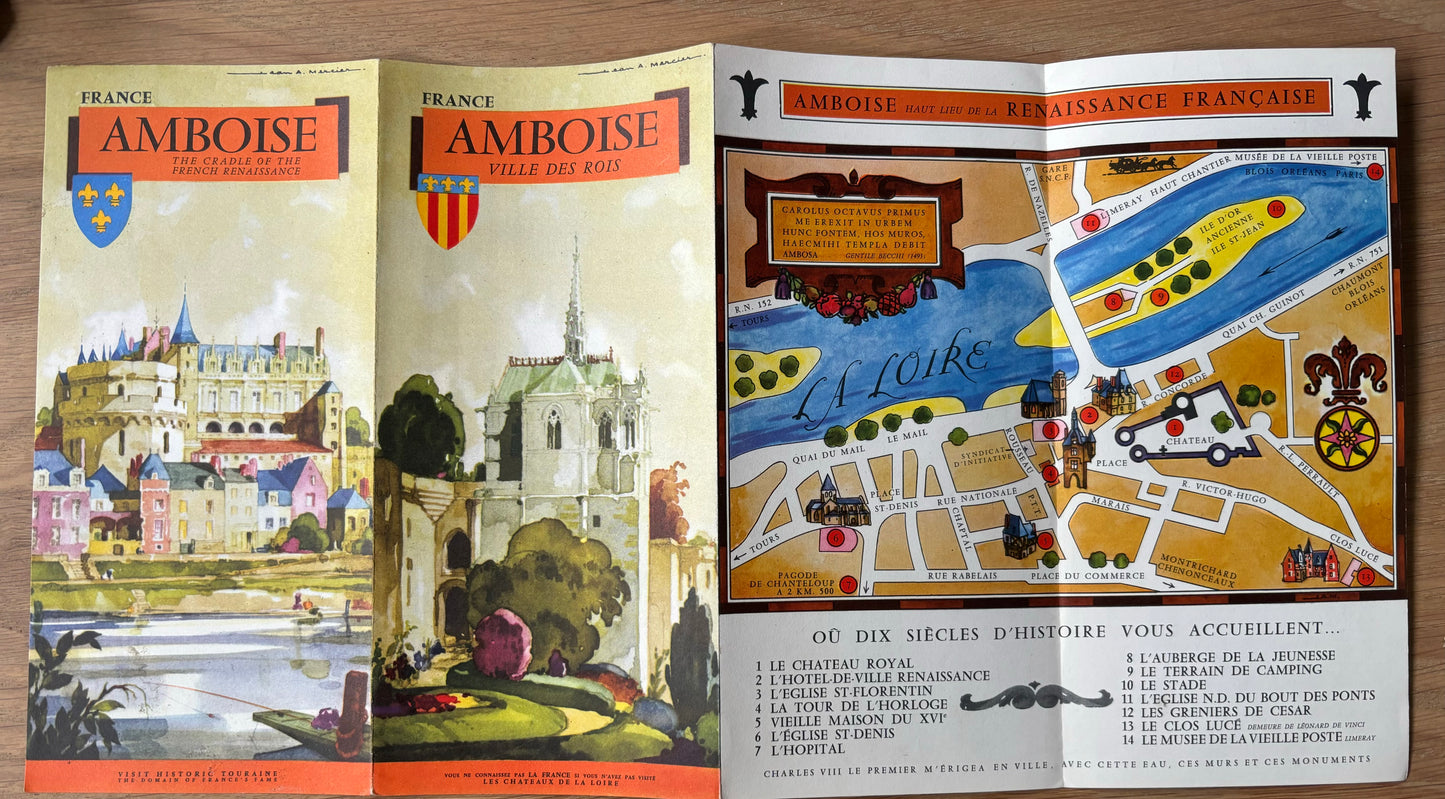 Jean-Adrian Mercier AMBOISE Ville Des Rois LEAFLET 1960’s - transpontinebooks