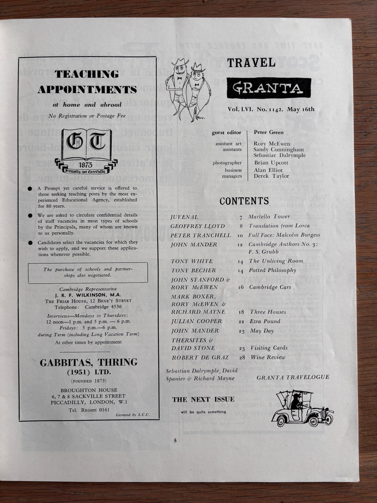 Mark Boxer THE GRANTA Cambridge University Magazine May 16th 1953 ART Illustrated