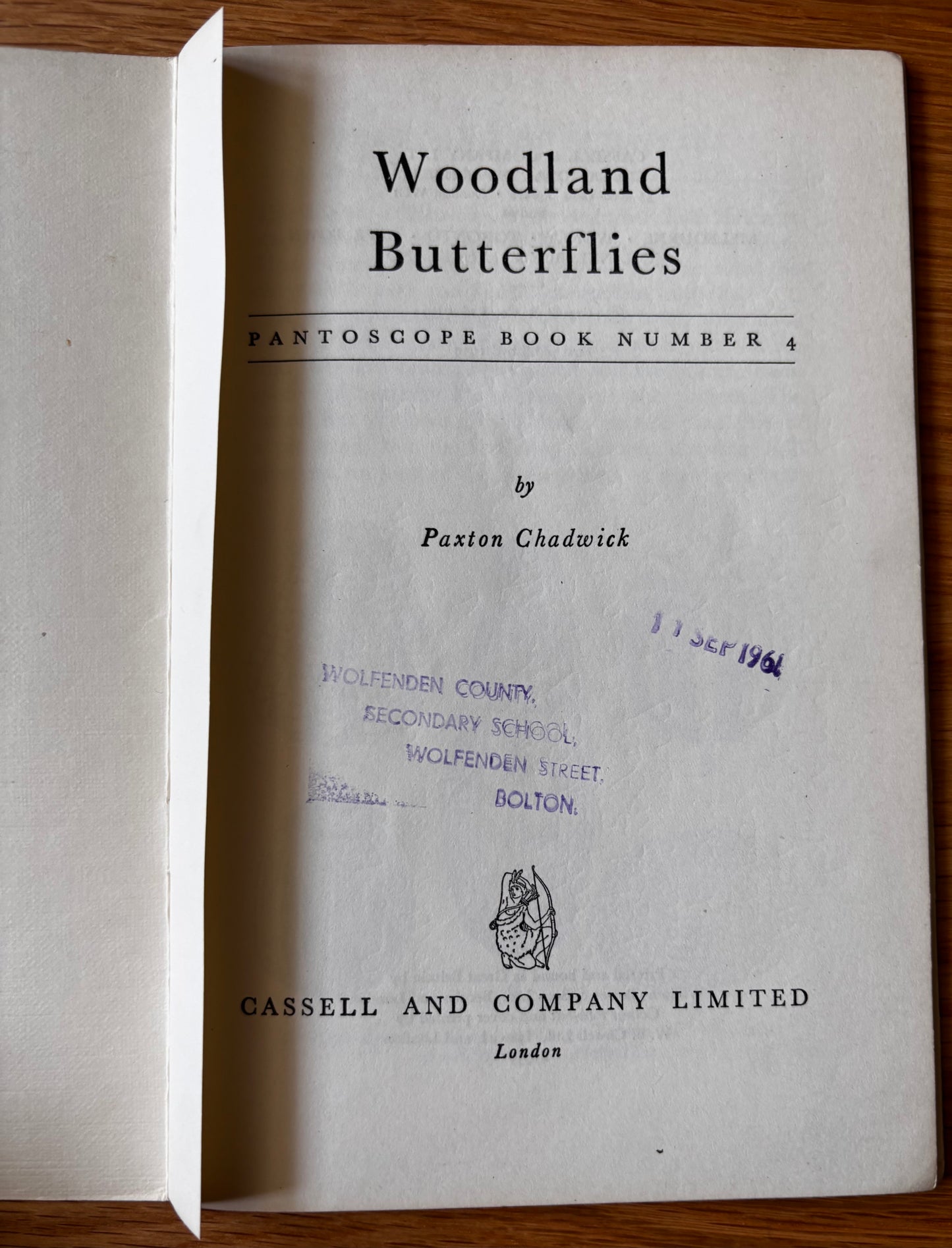 PANTOSCOPE BOOK Woodland Butterflies PAXTON CHADWICK 1st Ed 1959 Cassell