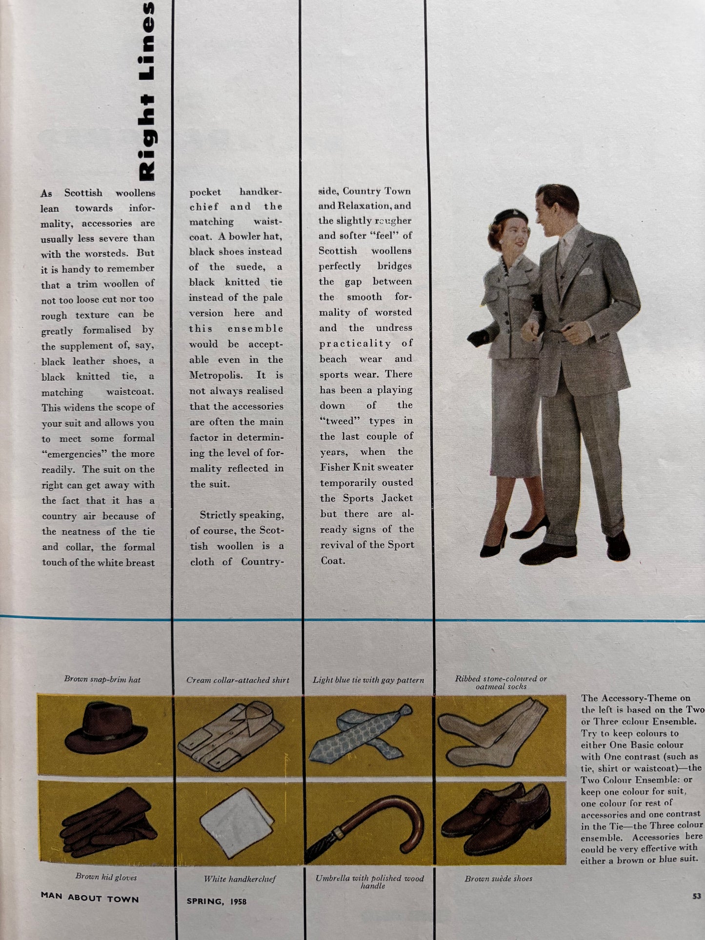 1950’s MAN ABOUT TOWN Magazine Spring 1958 Men’s Style Tailoring VINTAGE