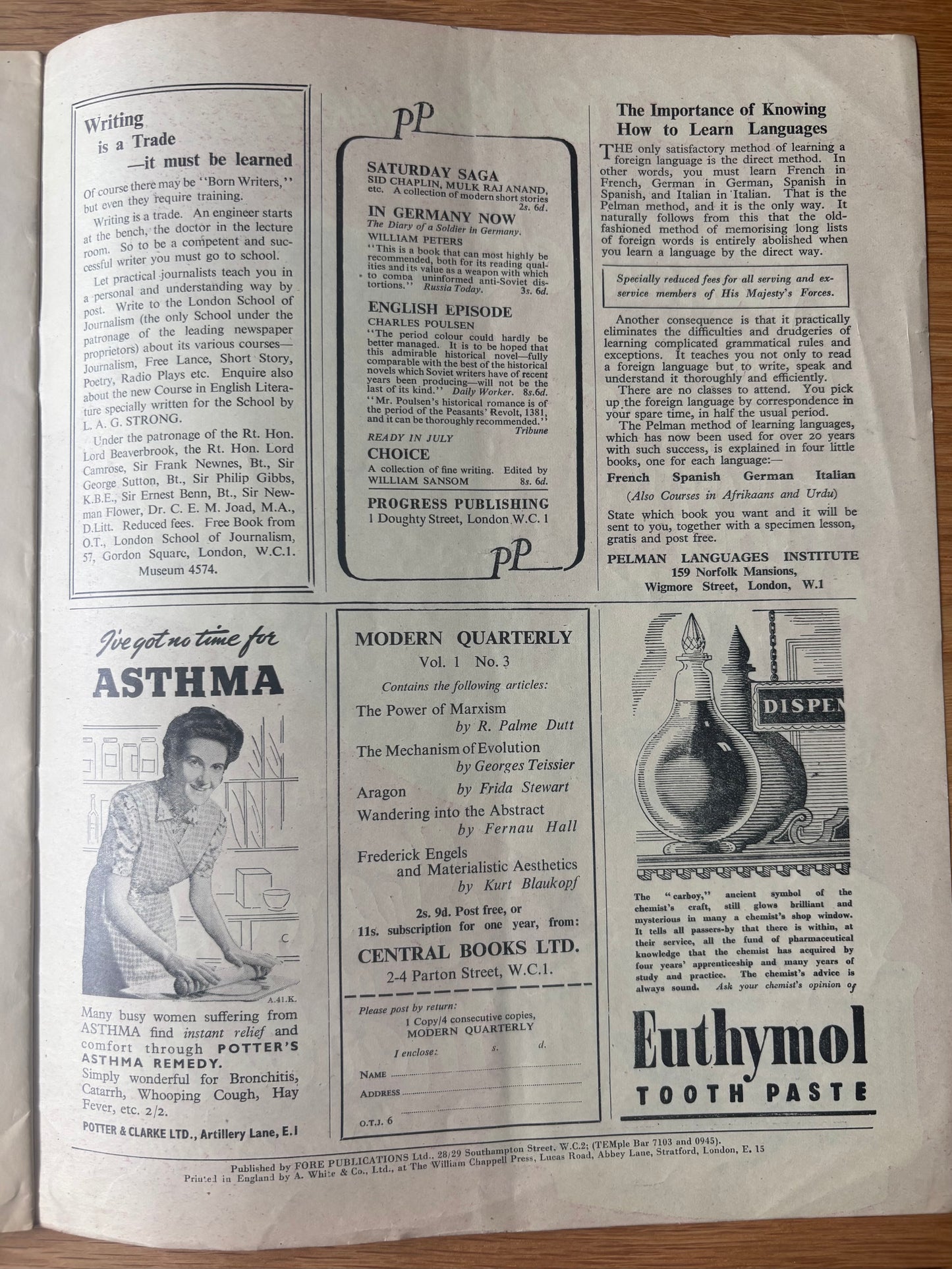 Susan Einzig OUR TIME Magazine July 1946 BERNARD LEACH Pottery