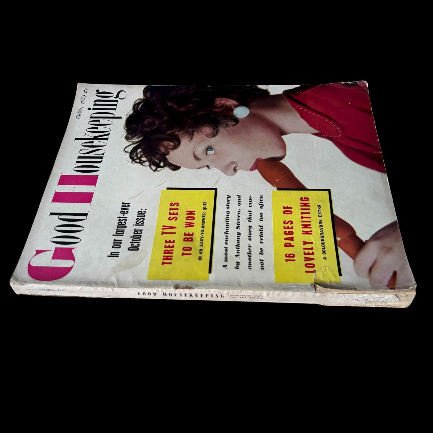 GOOD HOUSEKEEPING Magazine OCTOBER 1955 Illustrated KNITTING PATTERNS CLOTHES Recipes Ads